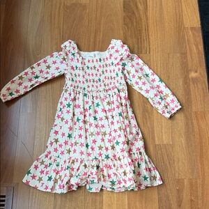 Crewcuts Cream Dress with Pink & Green Star Print